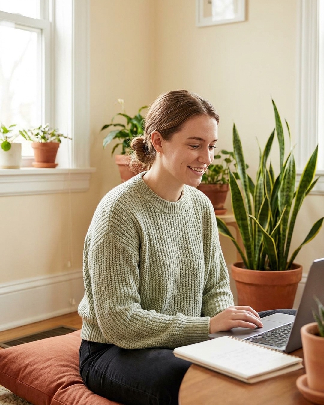 Élève suivant la formation depuis chez elle